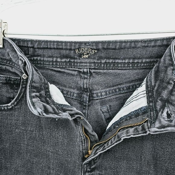 Riders by Lee Classic Fit Straight Leg Jeans 12 L Long Black Faded Cotton Denim - Picture 3 of 10